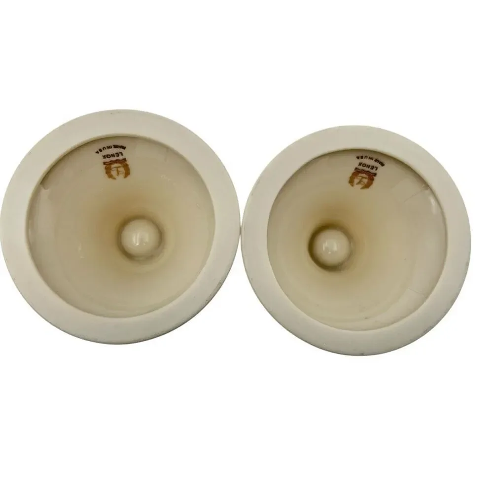 Set of 2 LENOX Eternal Porcelain Gold Trim Candlestick Holders Cream
